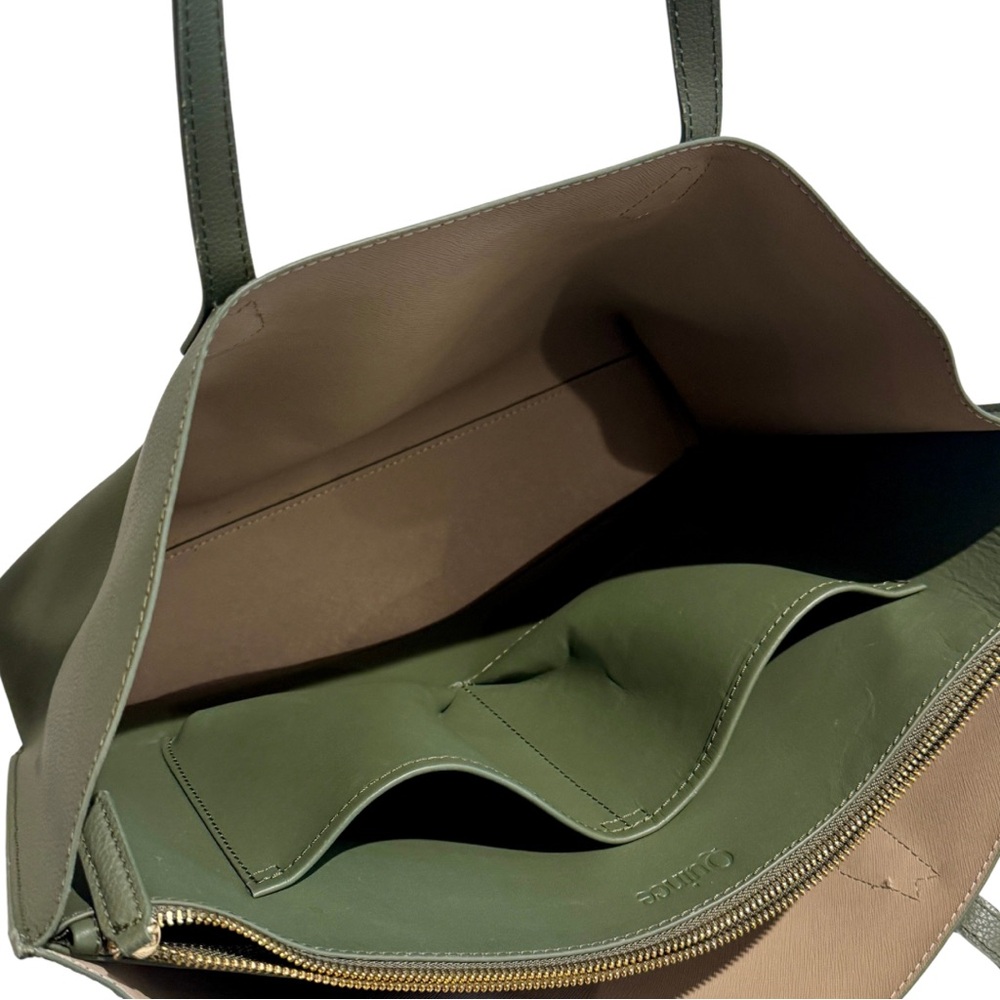 Quince Italian Leather Triple Compartment Shopper Tote | Olive Green - Picture 14 of 16